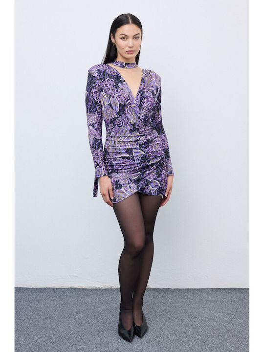 Rochie Mini De Seară Drapată Violet