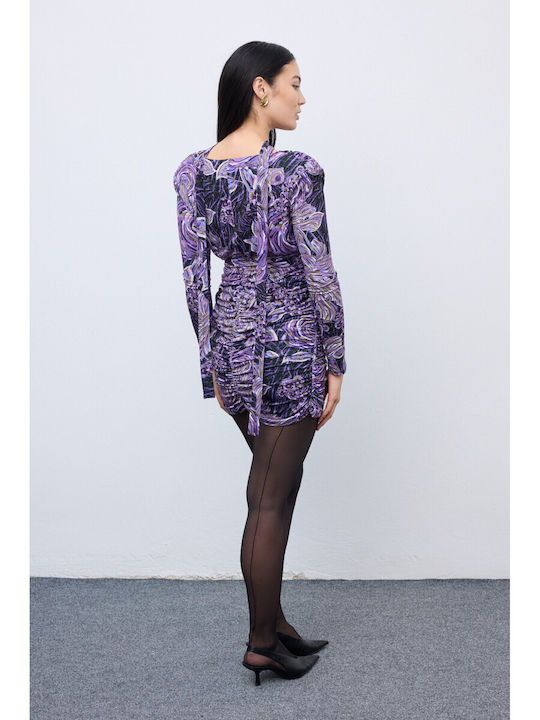 Rochie Mini De Seară Drapată Violet