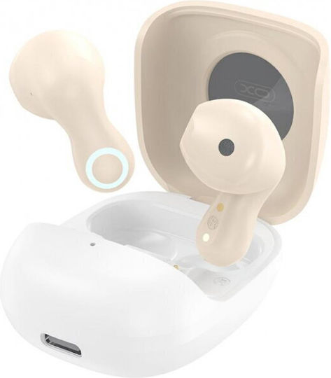 XO G28 Earbud Bluetooth Handsfree Ακουστικά με Θήκη Φόρτισης Μπεζ