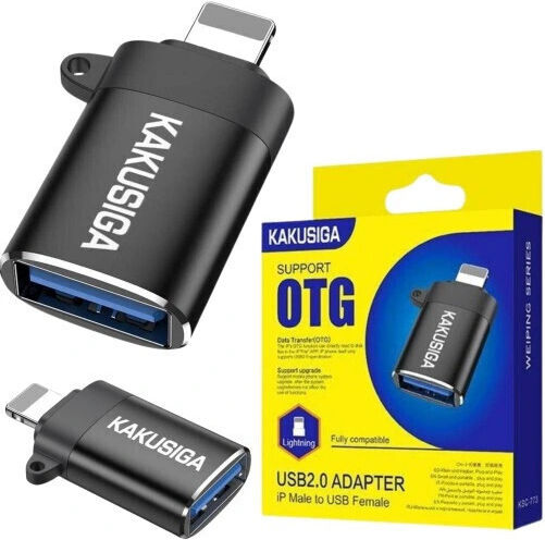Kakusiga Конвертор USB-A мъжки към Lightning мъжки Черен 1бр KSC-773