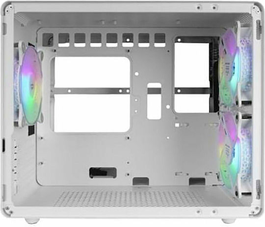 Mars Gaming MC-400 Gaming Mini Tower Computer Case with Side Window and RGB Lighting White