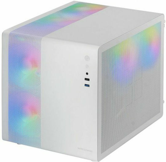 Mars Gaming MC-400 Gaming Mini Tower Computer Case with Side Window and RGB Lighting White
