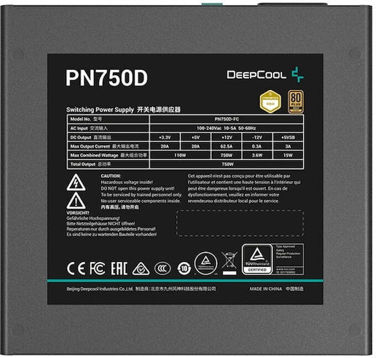 Deepcool PN750D rev. 2.0 750W Μαύρο Τροφοδοτικό Υπολογιστή Full Modular 80 Plus Gold
