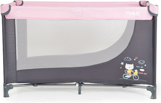 Cangaroo Tommy Patut pliabil cu 2 Nivele cu Saltea Pink Extra Matt 60x120cm