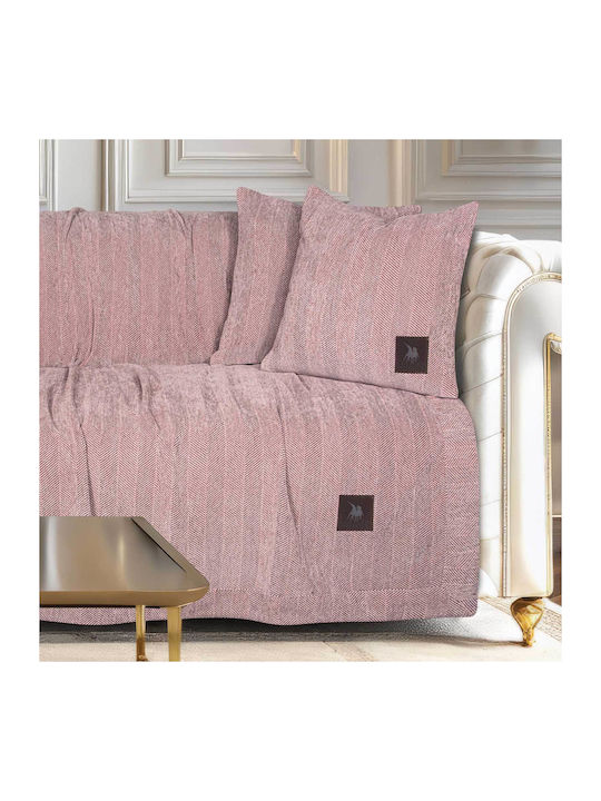 Das Home Essential 3948 Zweisitzer-Sofa Überwurf Chenille 180x250cm Rosa
