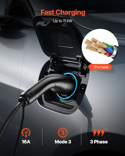 Vevor Electric Car Three-phase Charging Station Cable 10m Type 2 - Type 2 OBDDCCDXSTQ14W7LS001V8