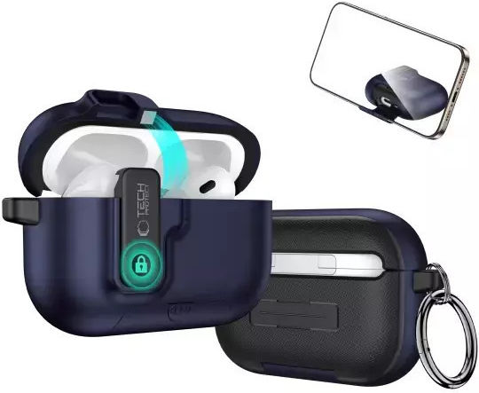 Tech-Protect Slim Hook Hülle Kunststoff mit Haken in Blau Farbe für Apple AirPods Pro 3