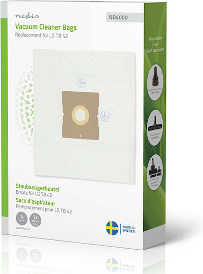 Synthetic Vacuum Cleaner Bags LG TB 42 4pcs Nedis DUBG1400-4.1