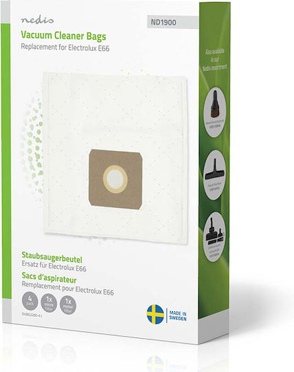 Synthetic Vacuum Cleaner Bags Electrolux E66 4pcs Nedis Dubg2200-4.1