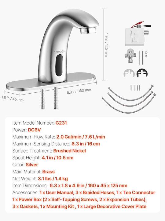 Vevor Mixing Sink Faucet Silver