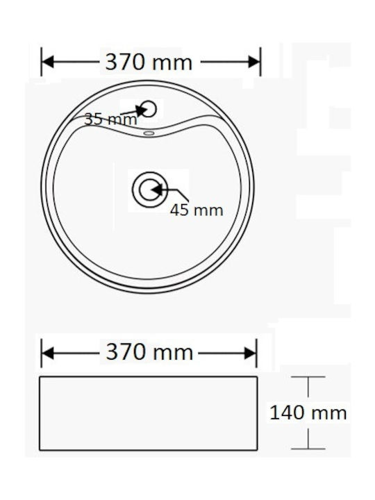 Countertop Sink Porcelain 46x46x15.5cm White