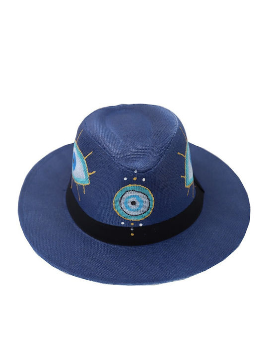 Aquablue Γυναικείο Ψάθινο Καπέλο Navy Μπλε