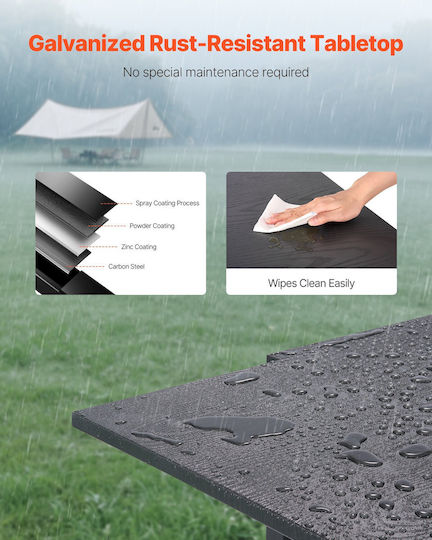 Outdoor Dinner Extendable Metal Table Dark Gray 80(+80)x80x75cm