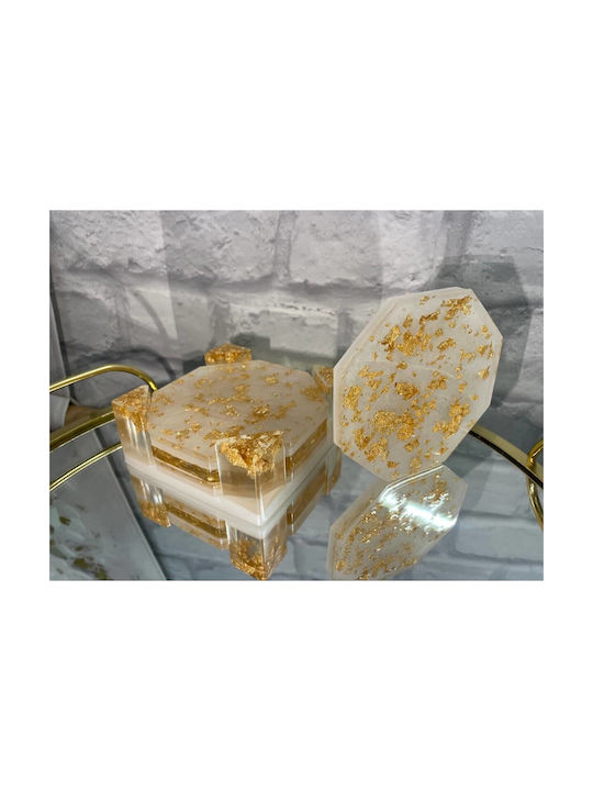 Coaster Glass with Stand Gold 4pcs Coaster Glass with Stand Gold 4pcs
