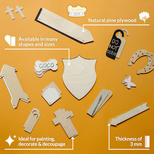 Creative Deco 10x Wooden Door Hangers 20 X 6-8 Cm Smooth Wooden Pyrography Cutouts