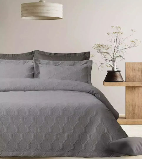 Das Home Happy 0287 Set with Envelope Cover Quilted Happy Grey 50x70cm 533400000287