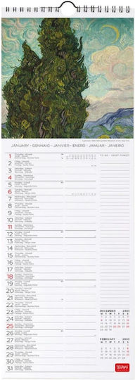 2026 Wall Calendar Vincent Van Gogh 16x49 cm Leg Cal260081