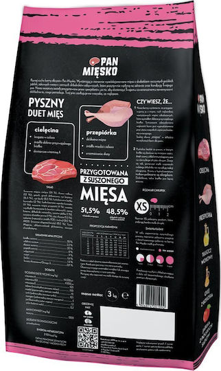 Pan Miesko 3kg Dry Food for Puppies with Meat, Calf and Quail