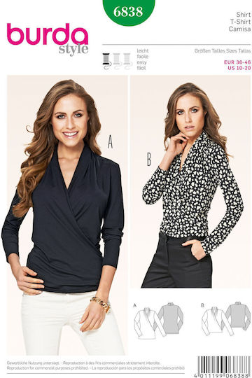 Патрон Burda Блузи Ризи 36-46 6838