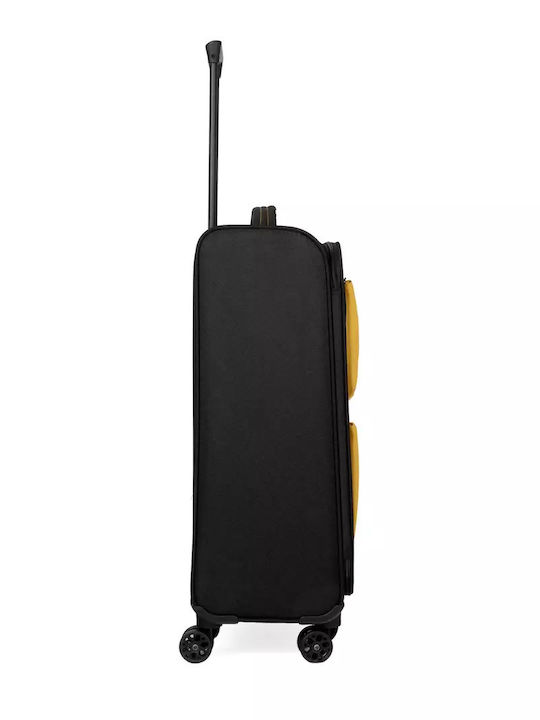 Newcom Medium Fabric Suitcase Yellow With 4 Wheels Height 58cm