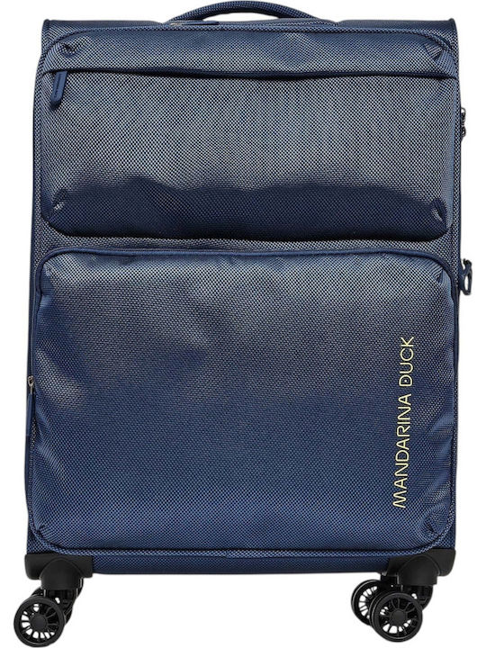 Mandarina Duck Zephyr Valiză De Călătorie Medie Din Material Textil Albastră Cu 4 Roți Înălțime 67 Cm