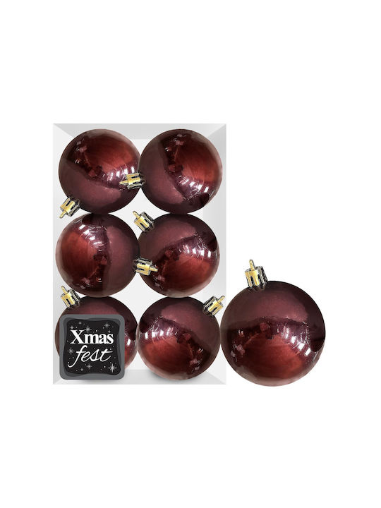 Hanging Ball Ornament Ornament Burgundy 6cm Set 6pcs