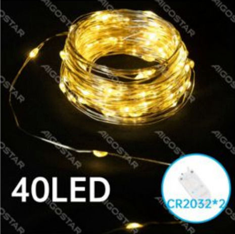 40 Λαμπάκια LED 4μ. Θερμό Λευκό Μπαταρίας σε Σειρά 40 Λαμπάκια LED 4μ. Θερμό Λευκό Μπαταρίας σε Σειρά