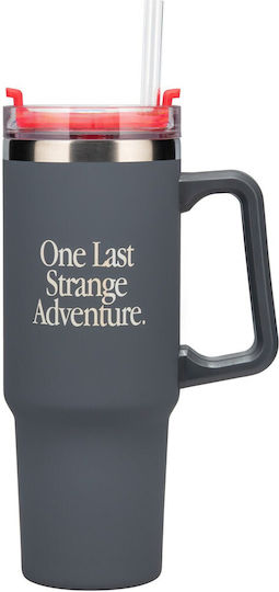 Paladone Stranger Things Kids Water Bottle Plastic with Straw Gray 900ml