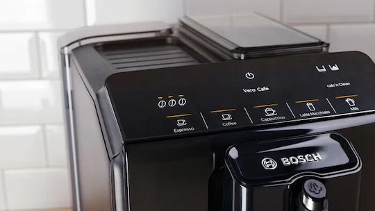 Bosch Αυτόματη Μηχανή Espresso 1300W Πίεσης 15bar για Cappuccino με Μύλο Άλεσης Μαύρη TIE20109
