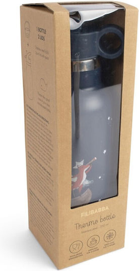 Filibabba Stainless Steel Kids Water Bottle with Straw Non Spill Grey 350ml