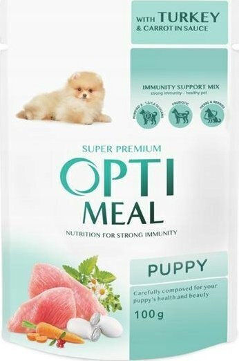 OptiMeal Wet Food for Puppies in Cans with Turkey and Meat 100gr