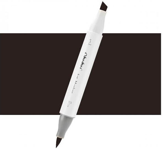 Ohuhu Honolulu Brush & Chisel Black Νο120 Drawing Marker 6mm Double Tip
