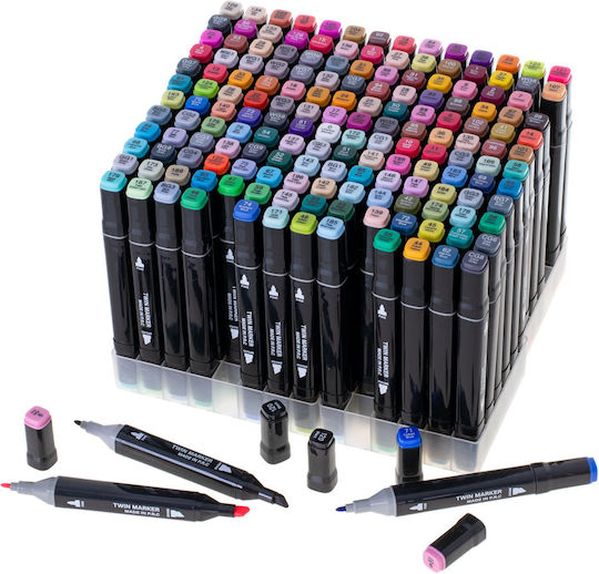 Set of 262 Double-Sided Drawing Markers Board Fine + Carrying Case