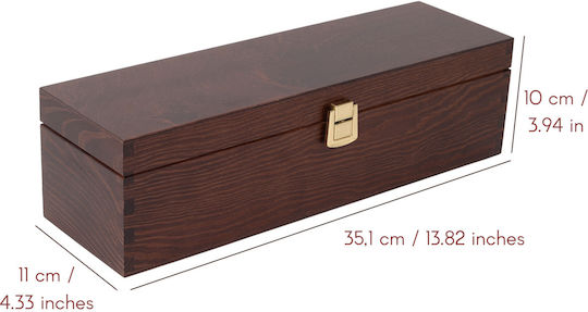 Creative Deco Brown Lacquered Wine Box for 1 Bottle 35.1 x 11 x 10 cm Lid Lock Perfect Wine Storage Gift Decoration Decoupage Personalization
