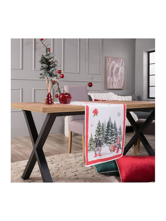 Teoran Weihnachtlich Tischtuch Läufer Stoff Mehrfarbig L140xB40cm.
