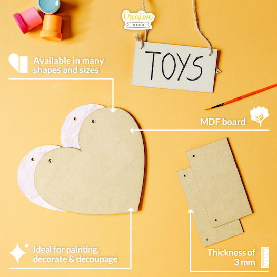 Creative Deco 4 X Large Heart Plaque Mdf 150 X 130 Mm Lightweight Decoration Signs Perfect Painting Staining Engraving Artistic Projects
