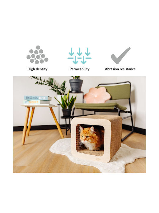 Creative Pets Large Cat Scratcher 37x30x30 Cm 2 In 1 Scratcher + Cardboard House Natural Cardboard Reinforced Plywood Scratching Durable Toy Furniture Cats High Quality Cardboard