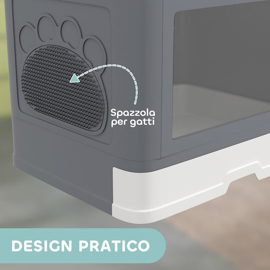 Pawhut Cat Toilet Cover 2 Exits 48.5 X 38 X 36.5 Cm Gray + White