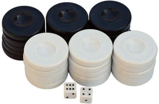 ToyMarkt /69-1404 Set aus Kunststoff-Spielsteinen & Würfeln für Backgammon Grün / Rot 1Stück Grün/Rot