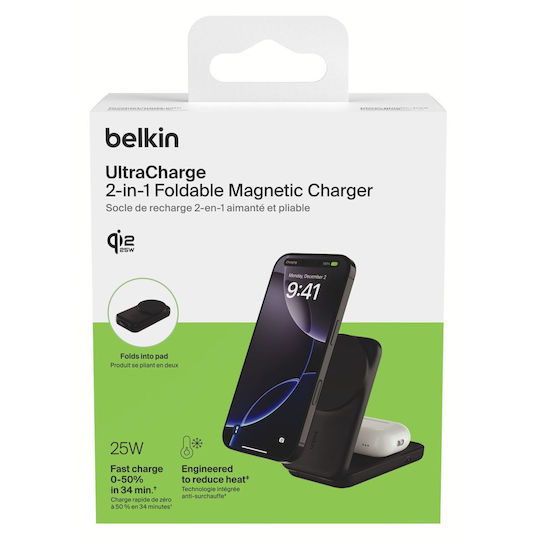 Belkin Безжично зарядно Qi2 25W Черен (UltraCharge)