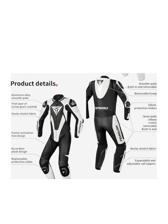 Motowolf Jm10 Men's Leather Riding Suit Motorcycle Black