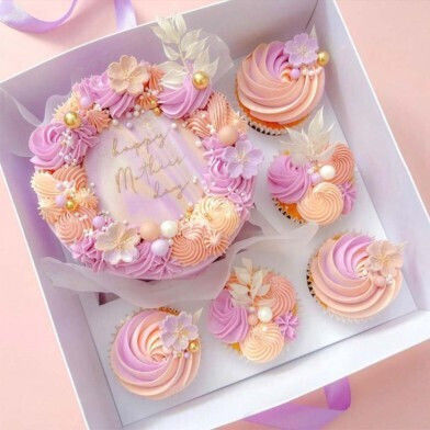 Κουτί Ζαχαροπλαστείου Καπάκι 4 Cupcakes & 1