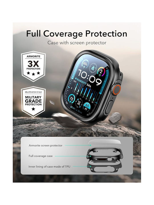 ESR Armorite Plastic Case in Black color for APPLE WATCH Ultra 1, Ultra 2, Ultra 3
