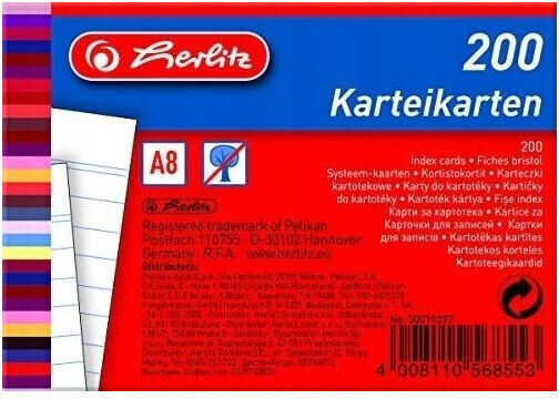 Κάρτα Καταλόγου Herlitz 1150887 Λευκό 200 Τεμ