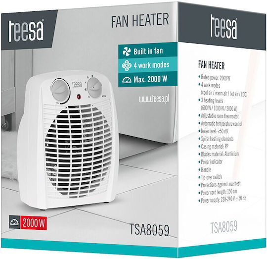 Teesa Αερόθερμο Δωματίου Δαπέδου Λευκό 2000W