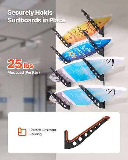 Wall Rack Surfboards Vevor Horizontal Shelf Surfboards 4 Levels Storage Display Adjustable Height Metal Organizer Rack Holder Surfboard Snowboards Kiteboards Shortboard Ski