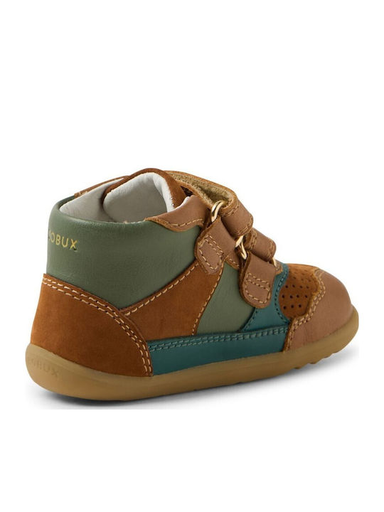 Kids Sneakers High with Hoop & Loop Closure Brown