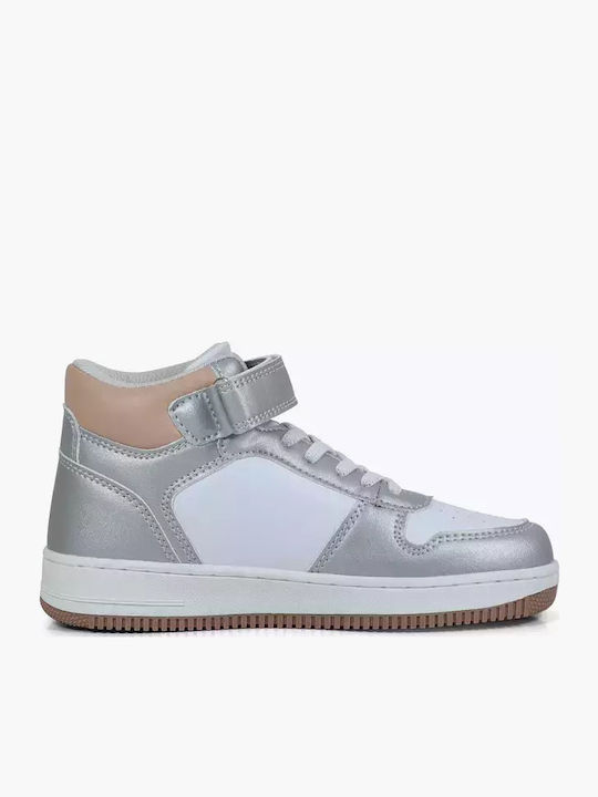 Παιδικά Sneakers High Ανατομικά με Σκρατς Λευκά