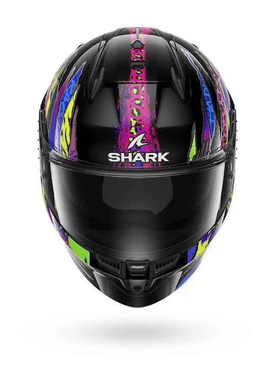 Shark D-skwal 3 FAWN Black/Violet/Yellow Мотоциклетна каска Full Face ECE 22.06 1540гр с Sunvisor