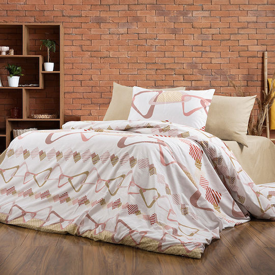 Dimcol Bettwäsche-Set Überdoppel 240x270cm. White-beige 490 4Stück